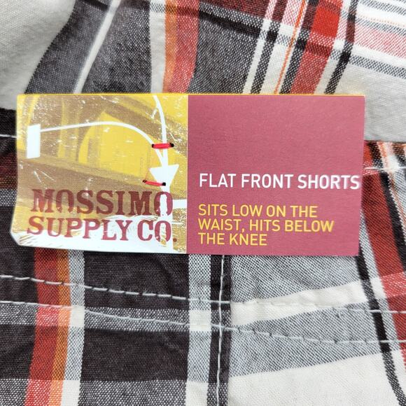 Mossimo Men's Flat Front Bermuda Shorts Size 32 Orange Plaid 100% Cotton Golf - Picture 11 of 12